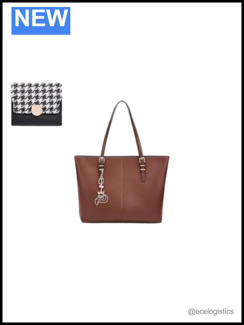 Genuine Leather Tote Bag and Small Wallet for Women